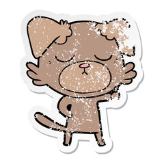 distressed sticker of a cute cartoon dog