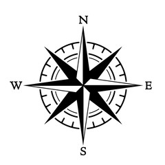 Compass wind rose in vintage style. flat icon. vector illustration isolated