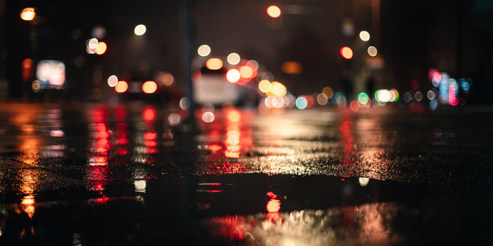Regen, Stra&szlig;e, Stadt, Dunkel