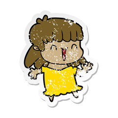 distressed sticker of a cartoon woman