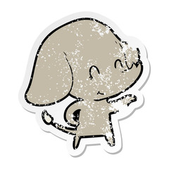 distressed sticker of a cute cartoon elephant
