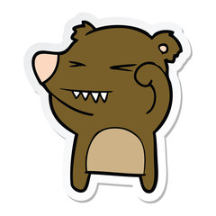 sticker of a angry bear cartoon