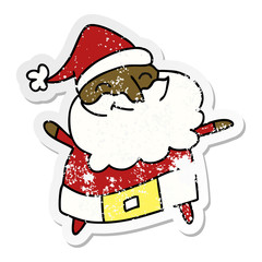 distressed sticker cartoon of a jolly father christmas