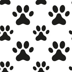 Seamless pattern with animal paw print. Vector illustration