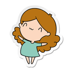sticker cartoon of a cute kawaii girl