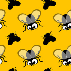 Seamless pattern with flies. Vector illustration
