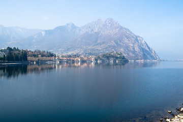 Fototapeta na wymiar Como lake and mount Moregallo and Lecco city