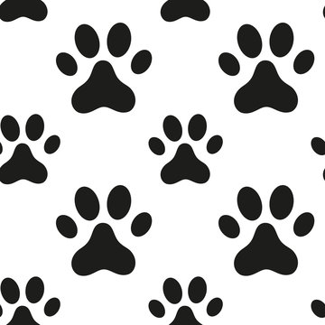 Seamless pattern with animal paw print. Vector illustration