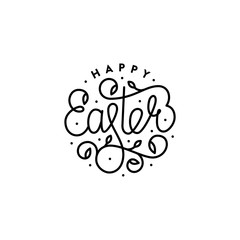 Happy easter circle black white Vector illustration
