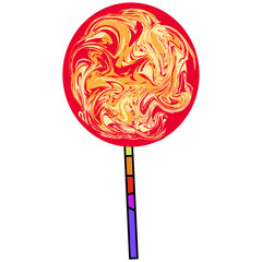 Icon round candy on a stick.