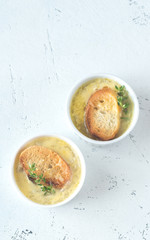 Two bowls of onion soup