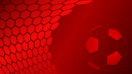 Football or soccer background with big ball in red colors © Olga Moonlight