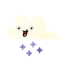 retro illustration style cartoon snow cloud