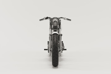 Caferacer motorcycle on clean background flatlay 3d illustration