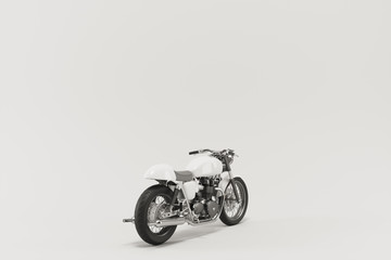 Caferacer motorcycle on clean background flatlay 3d illustration