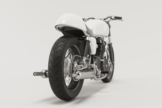 Caferacer motorcycle on clean background flatlay 3d illustration