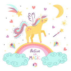 background of fantasy unicorn with rainbow