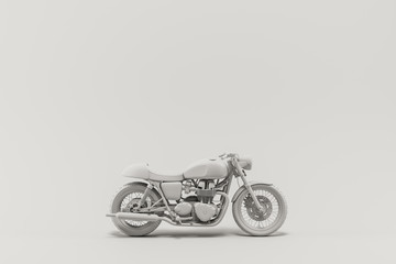 Caferacer motorcycle on clean background flatlay 3d illustration © Ivan Zhurba
