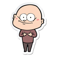 sticker of a cartoon bald man staring