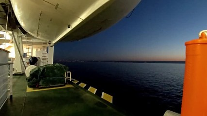 Irish ferry leaving Cherbourgh in France to Dublin harbour - Ireland