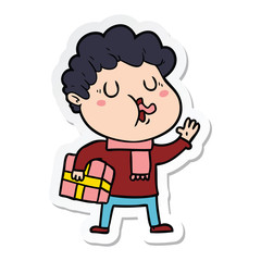 sticker of a cartoon man singing