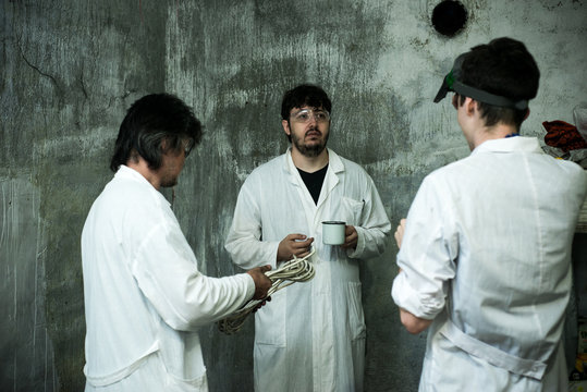 a scientist in a bunker in post-apocalypse