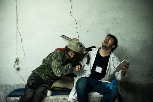 a scientist in a bunker in post-apocalypse