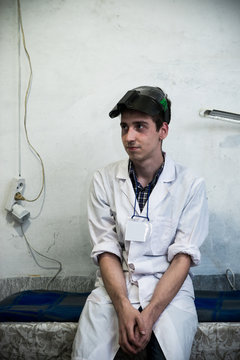 a scientist in a bunker in post-apocalypse