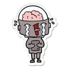 sticker of a cartoon crying robot
