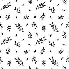 Seamless pattern with leafy twigs.