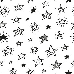 Seamless pattern with doodle stars.