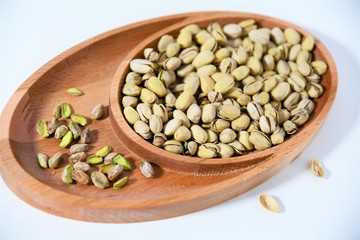 green beans in a bowl isolated on white background