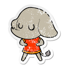 distressed sticker of a cute cartoon elephant