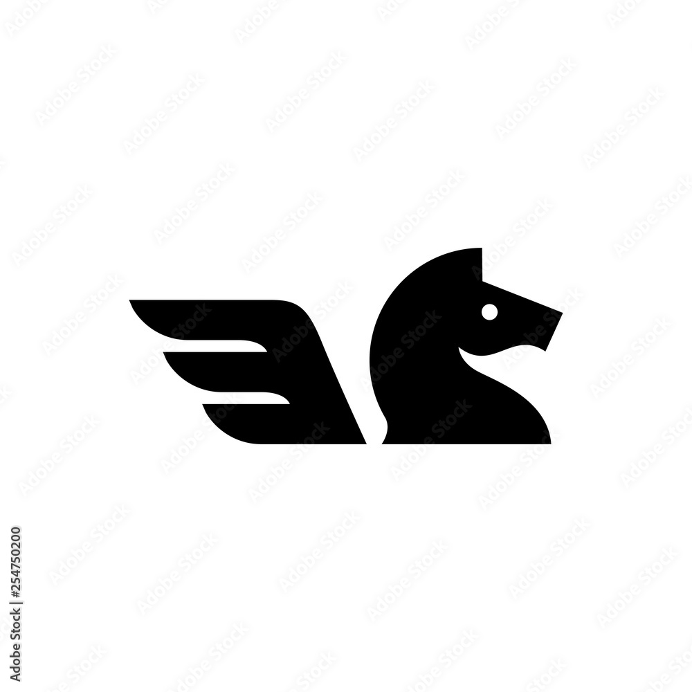 Sticker horse wing logo vector icon illustration