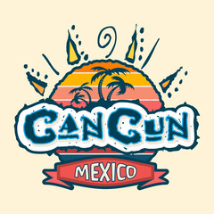 Cancun Mexico Vector Icon, Emblem Design