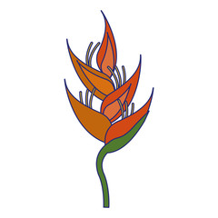 Beautiful flower cartoom isolated blue lines