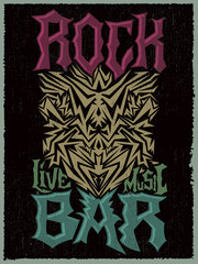 Rock Bar Hardcore poster design Rock Pub vector illustration