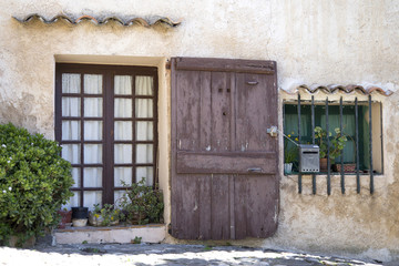 Old house front in the French village of Biot on the French Riviera
