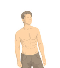 Illustration of shirtless man with muscles and human proportions