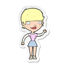 sticker of a cartoon woman with idea