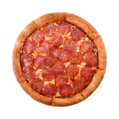 Delicious classic italian Pizza Pepperoni with sausages and cheese mozzarella