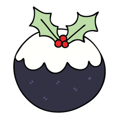 quirky hand drawn cartoon christmas pudding