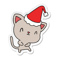christmas sticker cartoon of kawaii cat