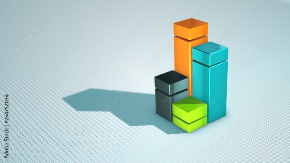 Aufkleber four colorful columns diagram with shadow