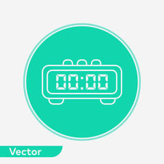 Digital alarm clock vector icon sign symbol