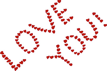 love you inscription from hearts