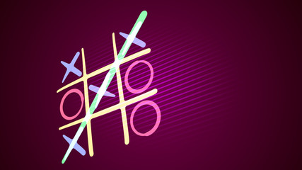 Noughts and crosses match in purple backdrop
