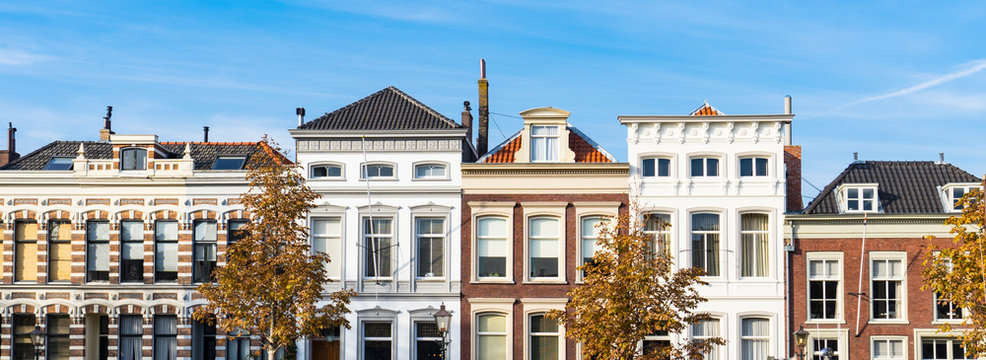 houses in street called Wolwevershaven, Dordrecht, The Netherlands