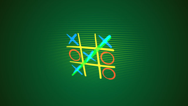 Noughts and crosses game in green backdrop - Powered by Adobe