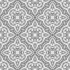 Seamless geometric line pattern in eastern or arabic style. Exquisite monochrome texture. Black and white graphic background, lace pattern